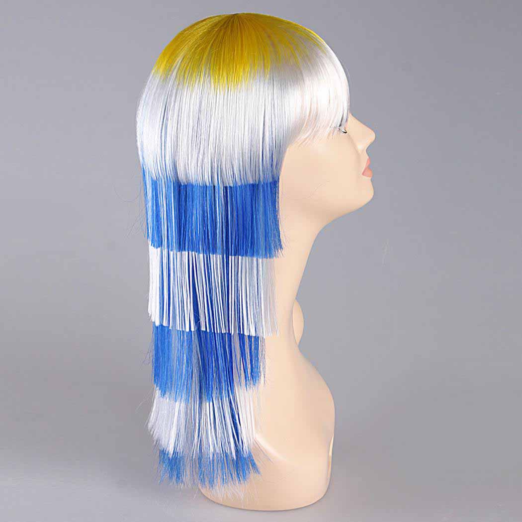 flagwigs, football wigs, fan wigs, afro wigs, mullet wigs, bob wigs, euro wigs,  premier league wigs,Uruguay Long Wig 