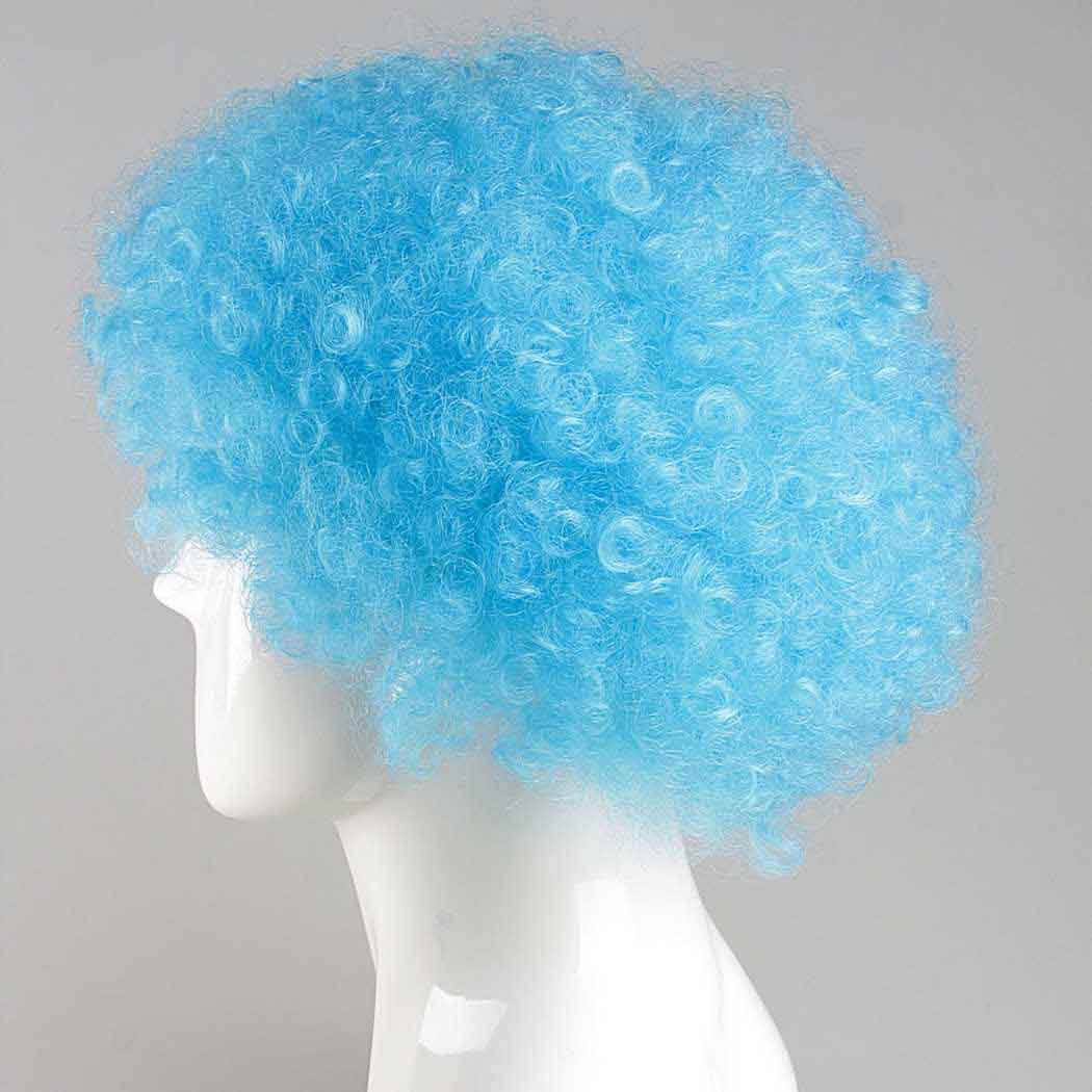 flagwigs, football wigs, fan wigs, afro wigs, mullet wigs, bob wigs, euro wigs,  premier league wigs,Light Blue Afro Wig