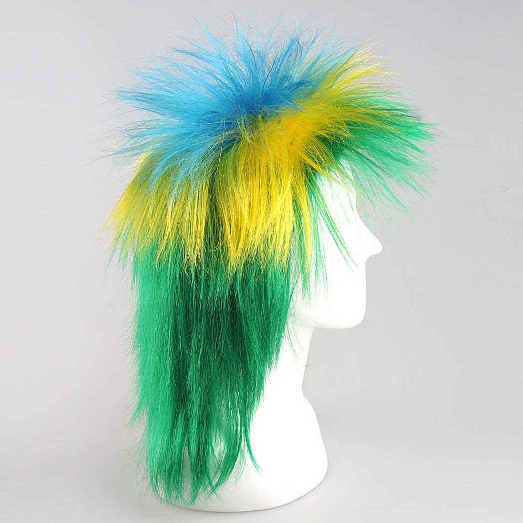 flagwigs, football wigs, fan wigs, afro wigs, mullet wigs, bob wigs, euro wigs,  premier league wigs,Brazil Mullet Wig