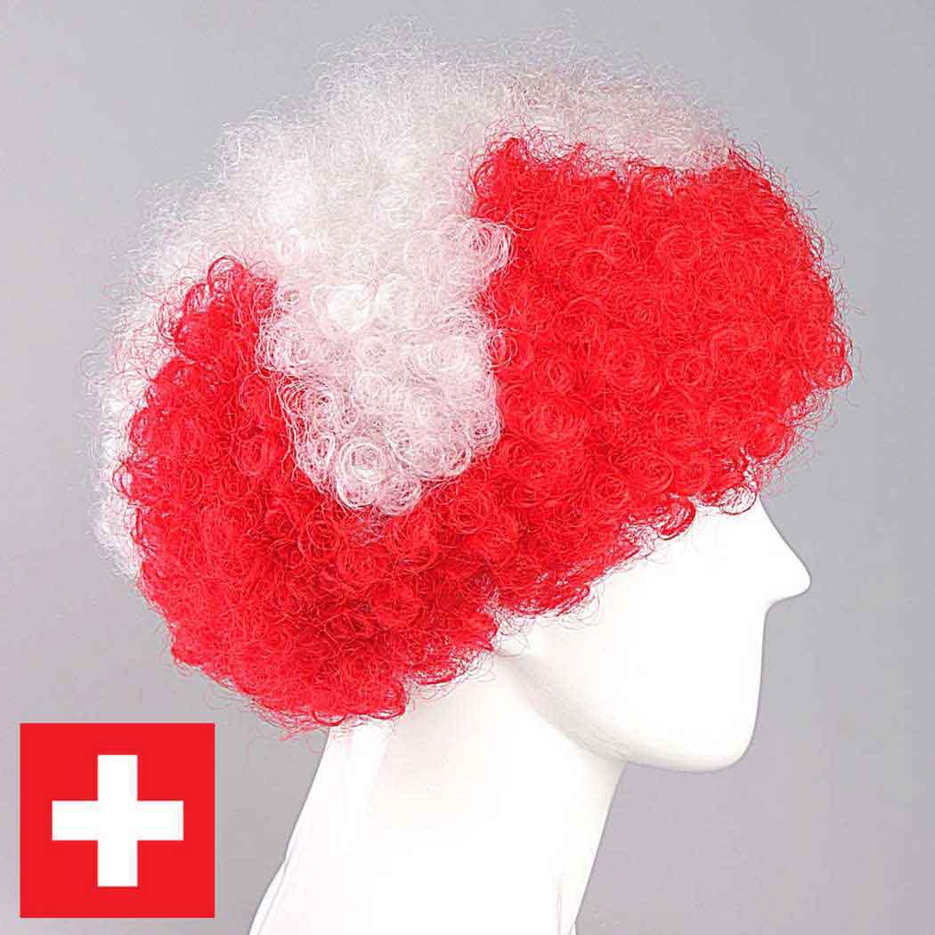 flagwigs, football wigs, fan wigs, afro wigs, mullet wigs, bob wigs, euro wigs,  premier league wigs,Switzerland Afro Wig