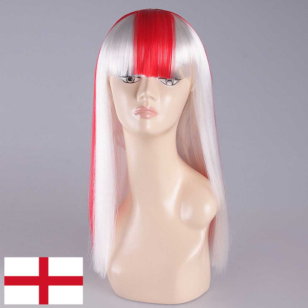 flagwigs, football wigs, fan wigs, afro wigs, mullet wigs, bob wigs, euro wigs,  premier league wigs,England Long Wig 