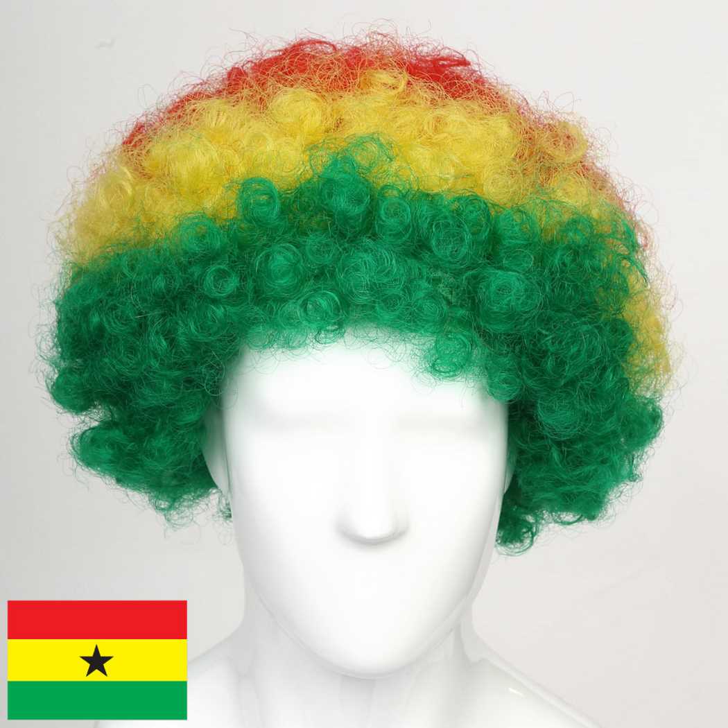 flagwigs, football wigs, fan wigs, afro wigs, mullet wigs, bob wigs, euro wigs,  premier league wigs,Ghana Afro Wig 