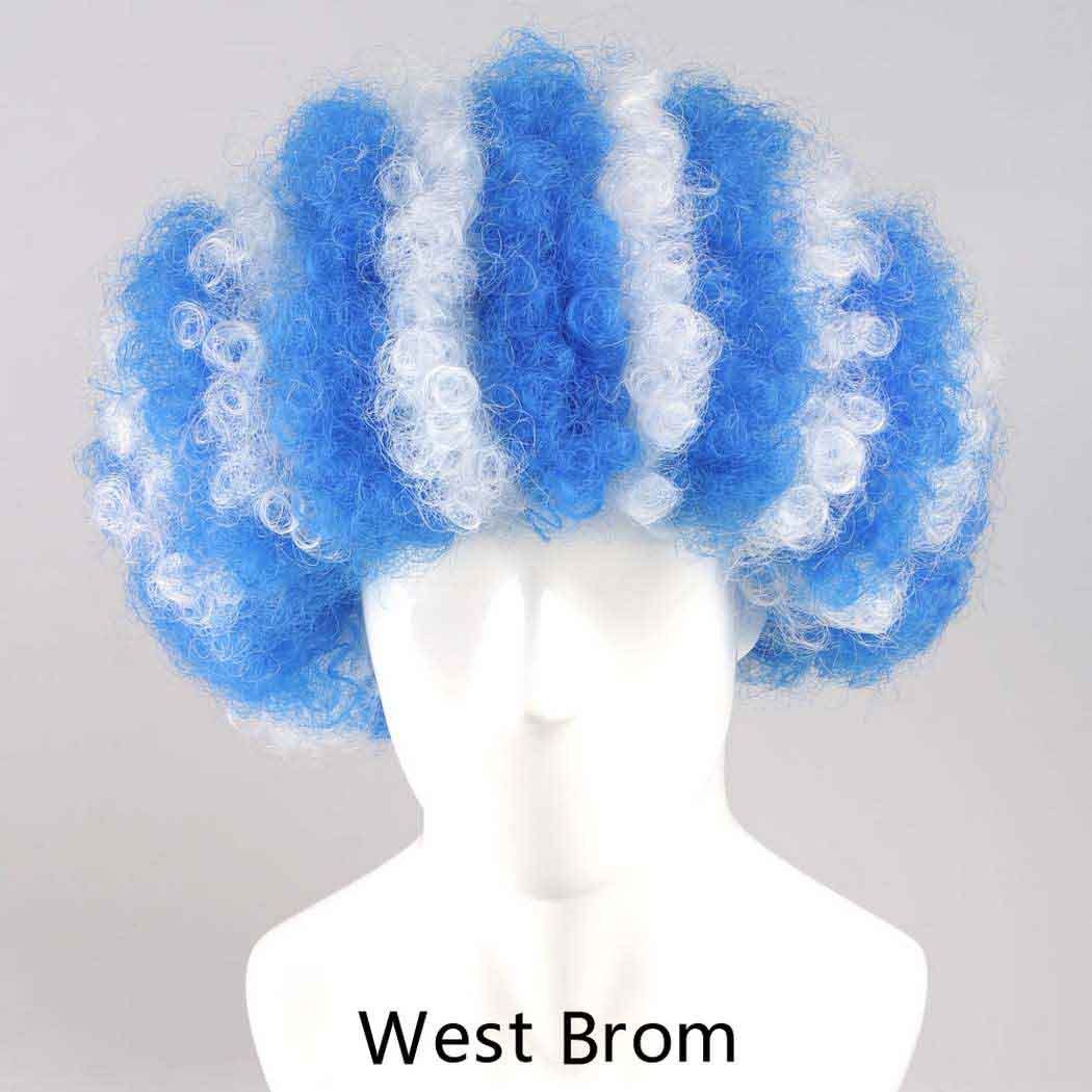 flagwigs, football wigs, fan wigs, afro wigs, mullet wigs, bob wigs, euro wigs,  premier league wigs,West Bromwich Albion Afro Wig