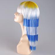 flagwigs, football wigs, fan wigs, afro wigs, mullet wigs, bob wigs, euro wigs,  premier league wigs,Uruguay Long Wig 